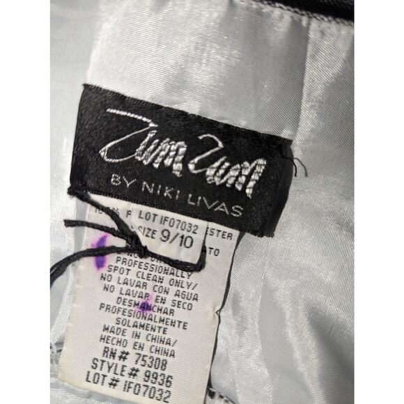 Vintage Y2K Zum Zum Strapless Formal Mini Dress Black Gray Glitter Sequins - Picture 4 of 9